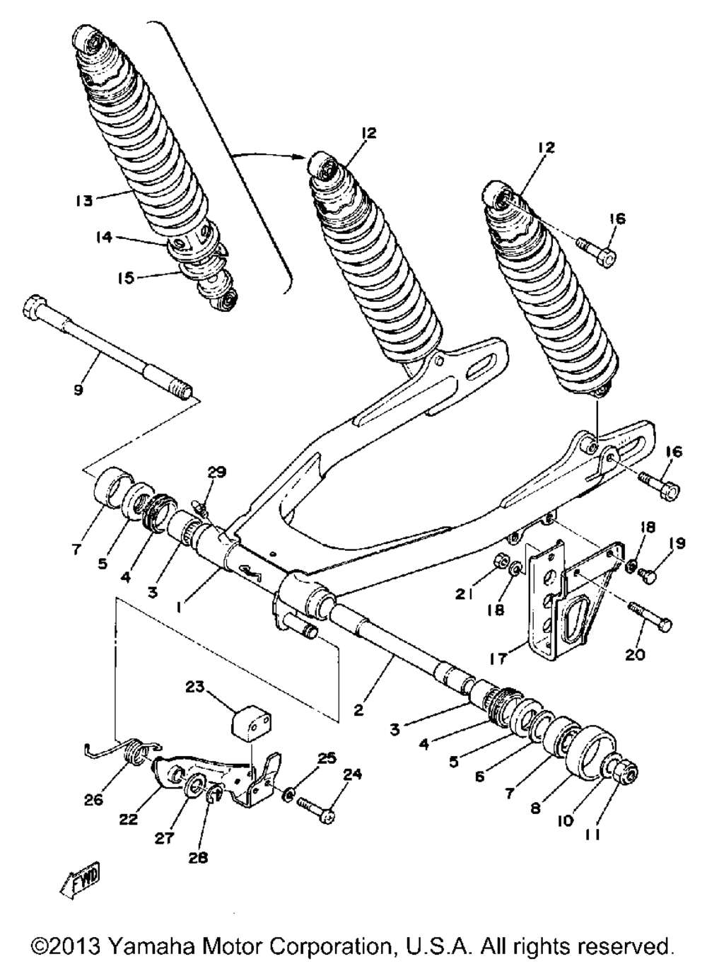 Swing arm rear shocks