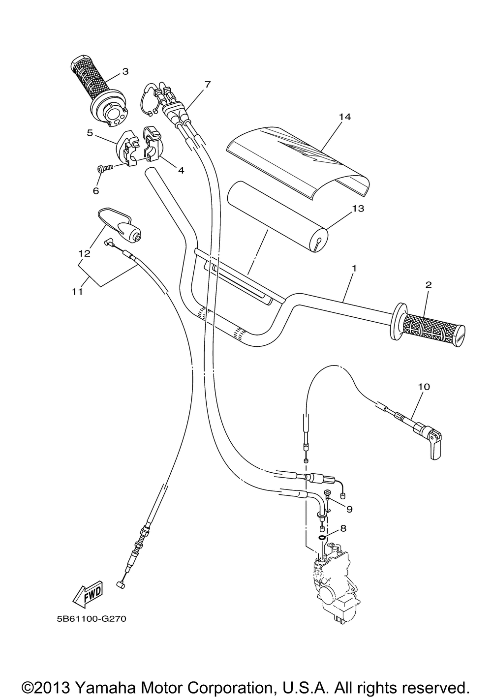 Steering handle cable