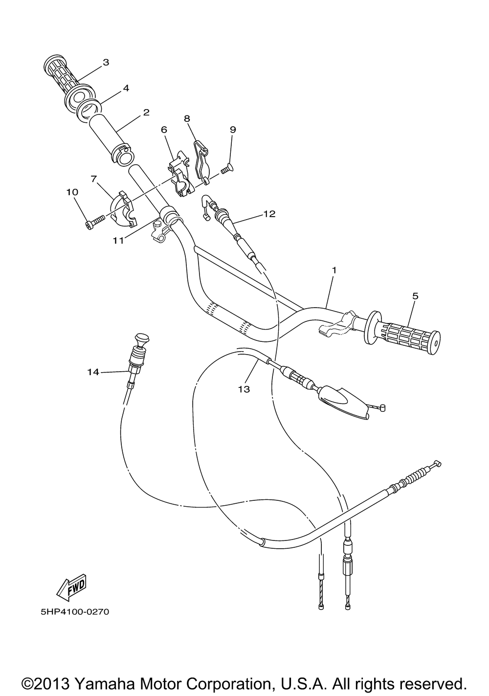 Steering handle cable