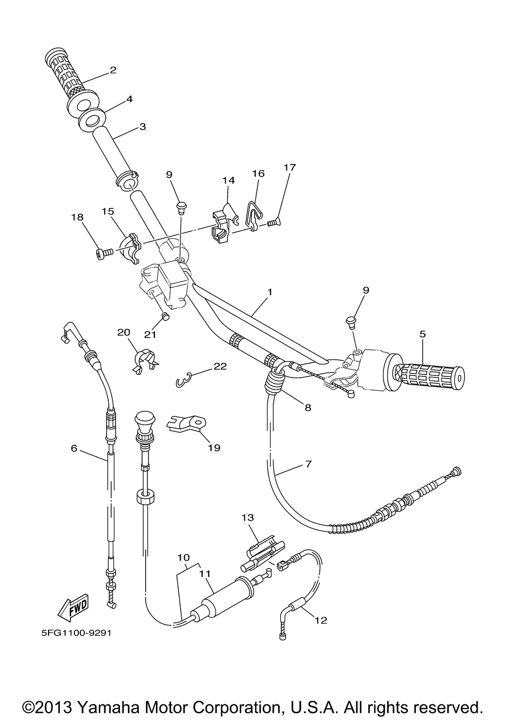 Steering handle cable