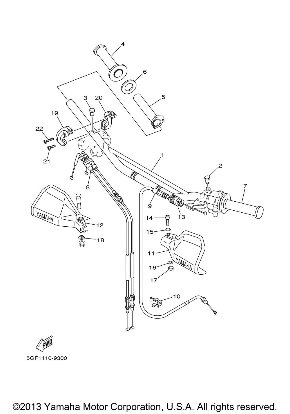 Steering handle cable