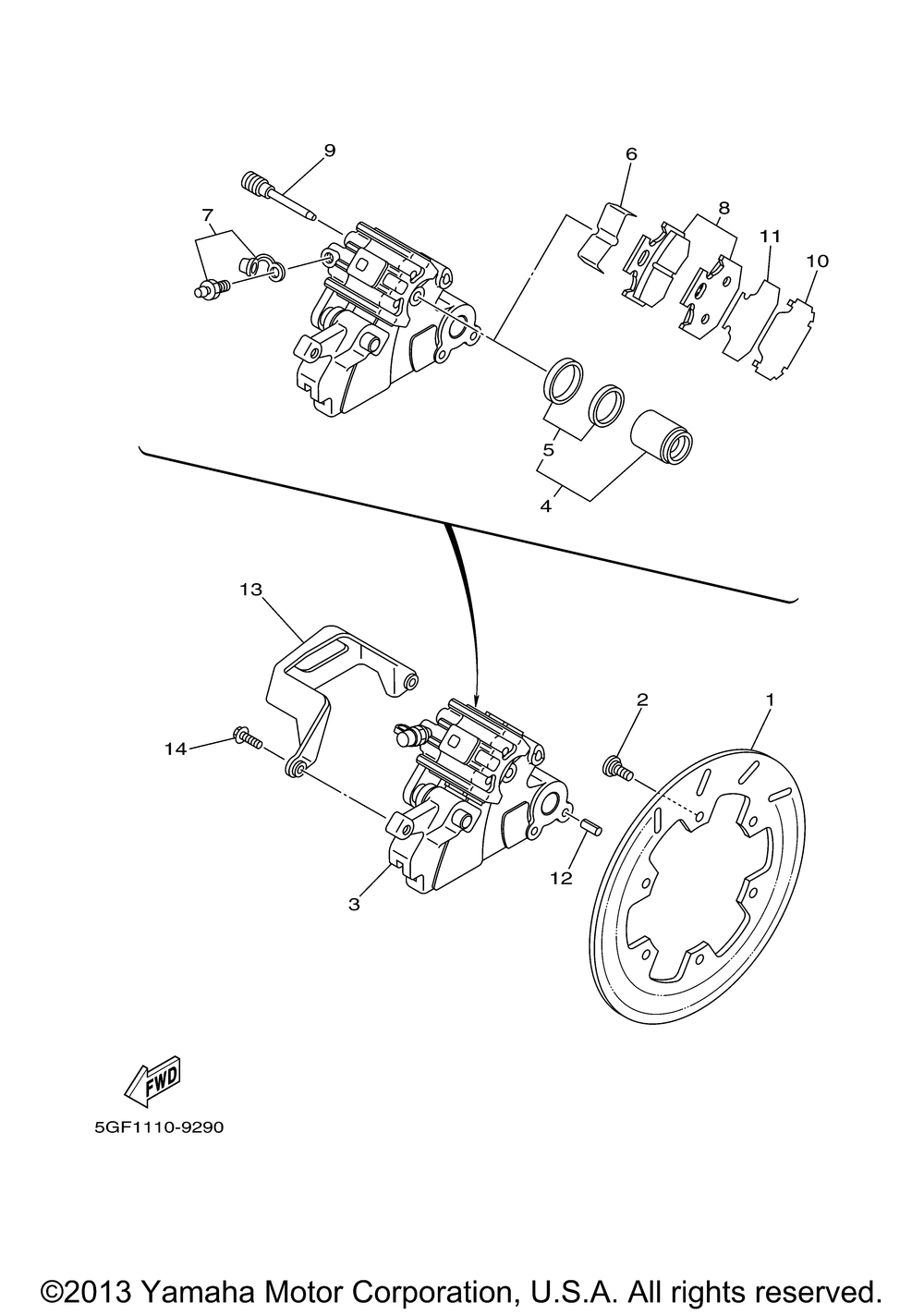 Rear brake caliper