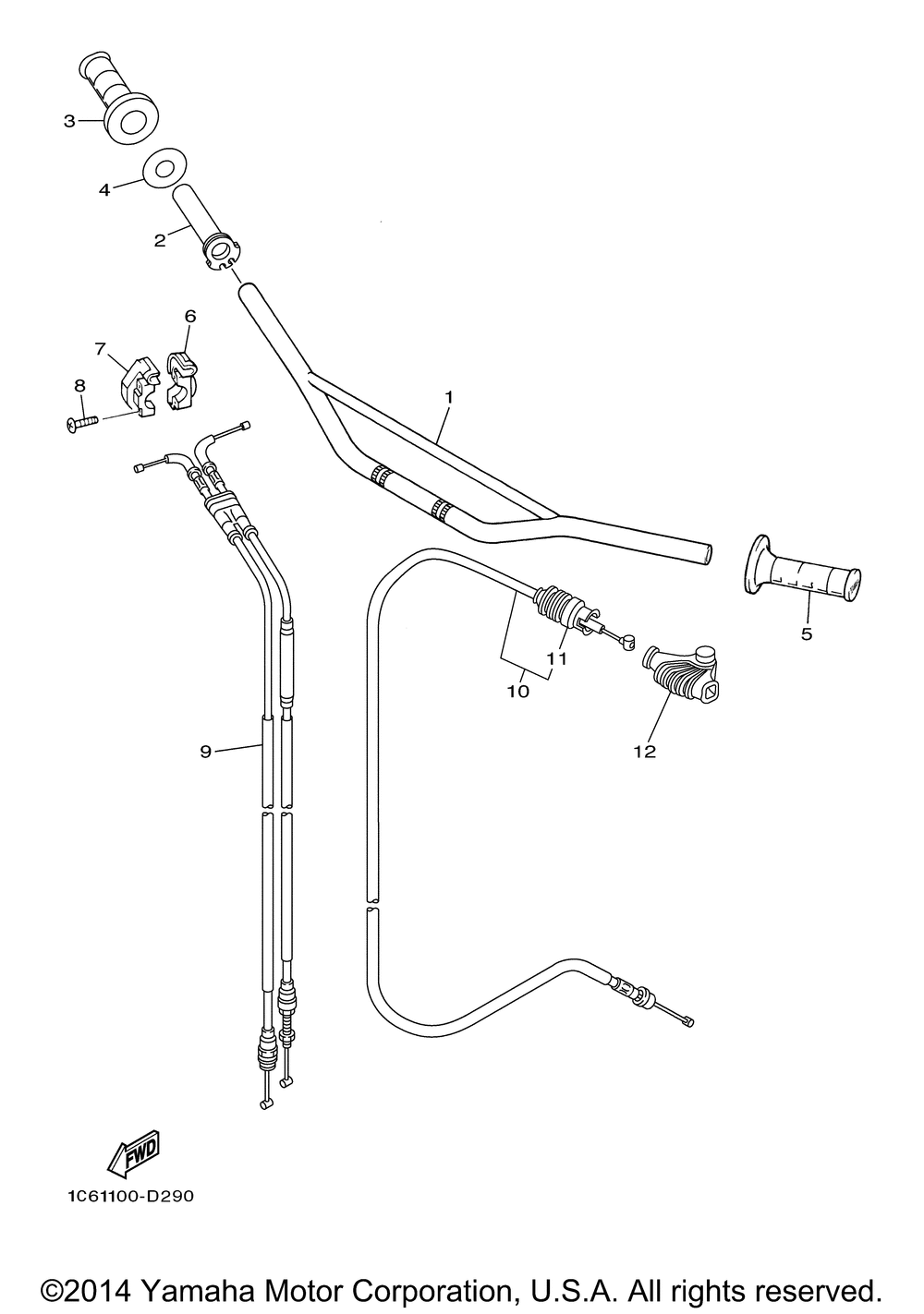 Steering handle cable