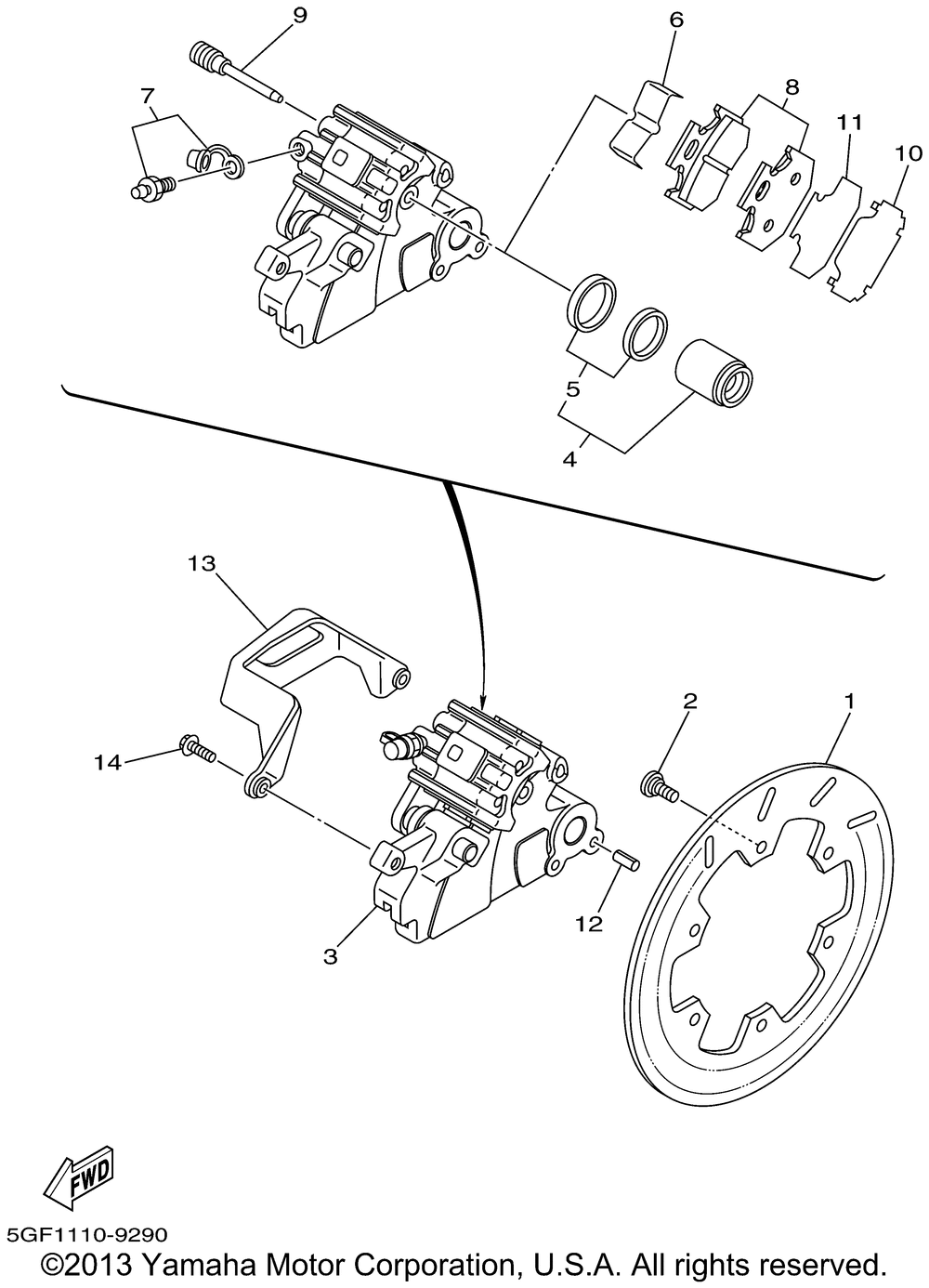 Rear brake caliper