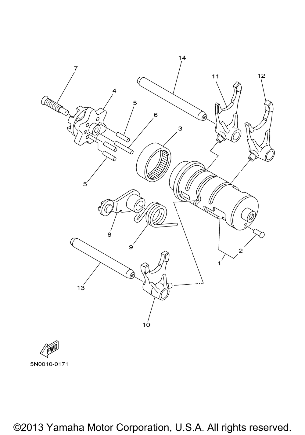 Shift cam fork