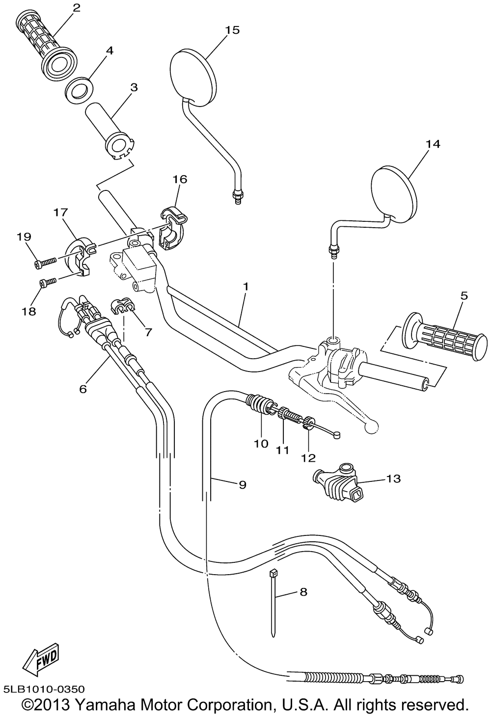 Steering handle cable