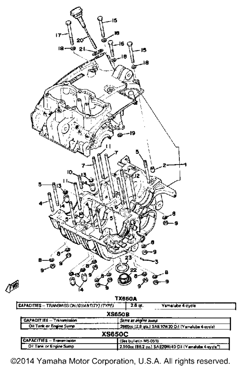 Crankcase tx650a - xs650b - c