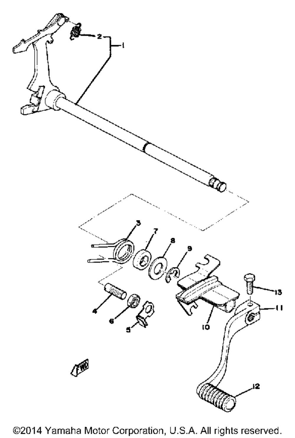 Shift shaft tx650a - xs650b - c