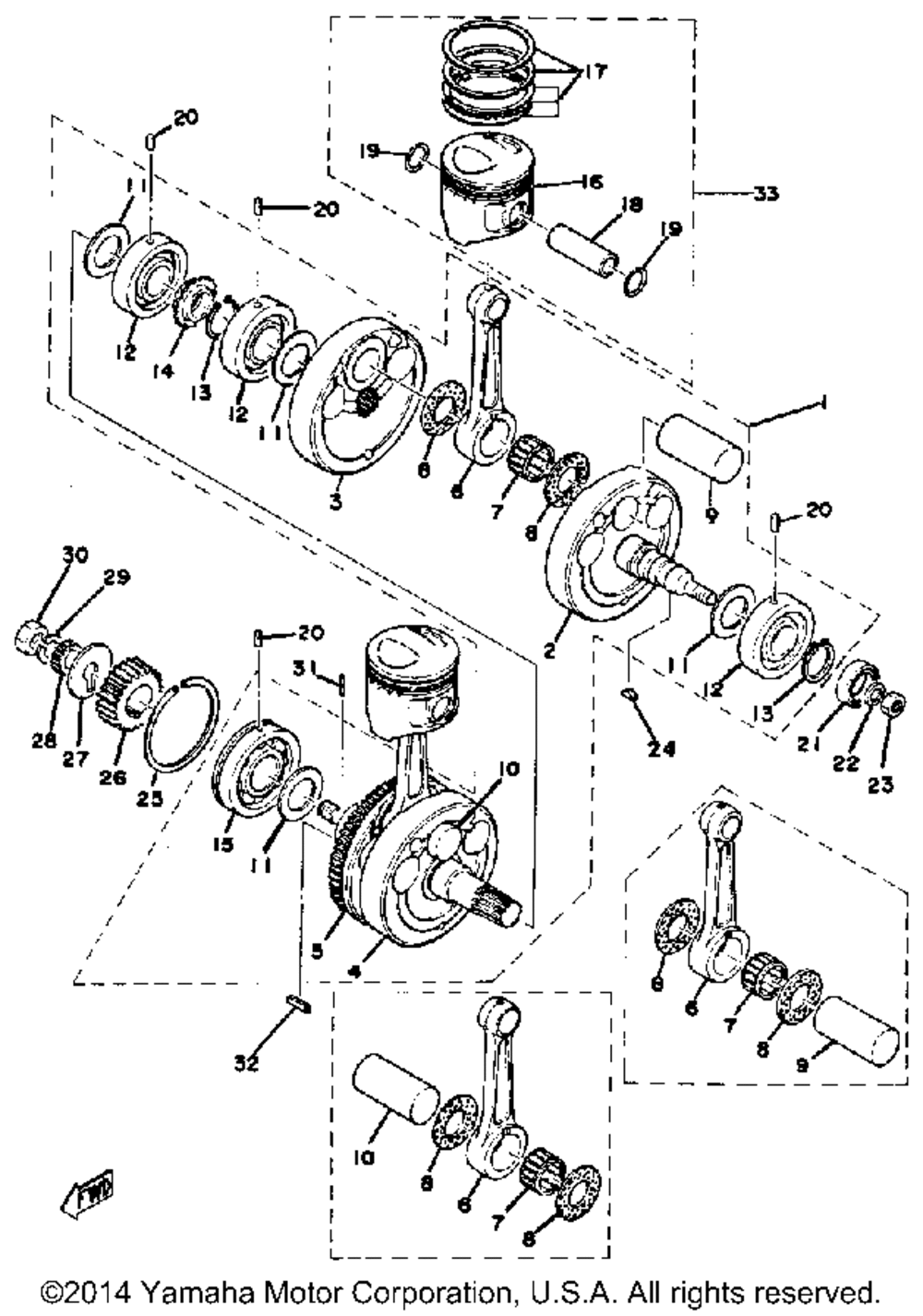 Crank piston tx650a - xs650b - c