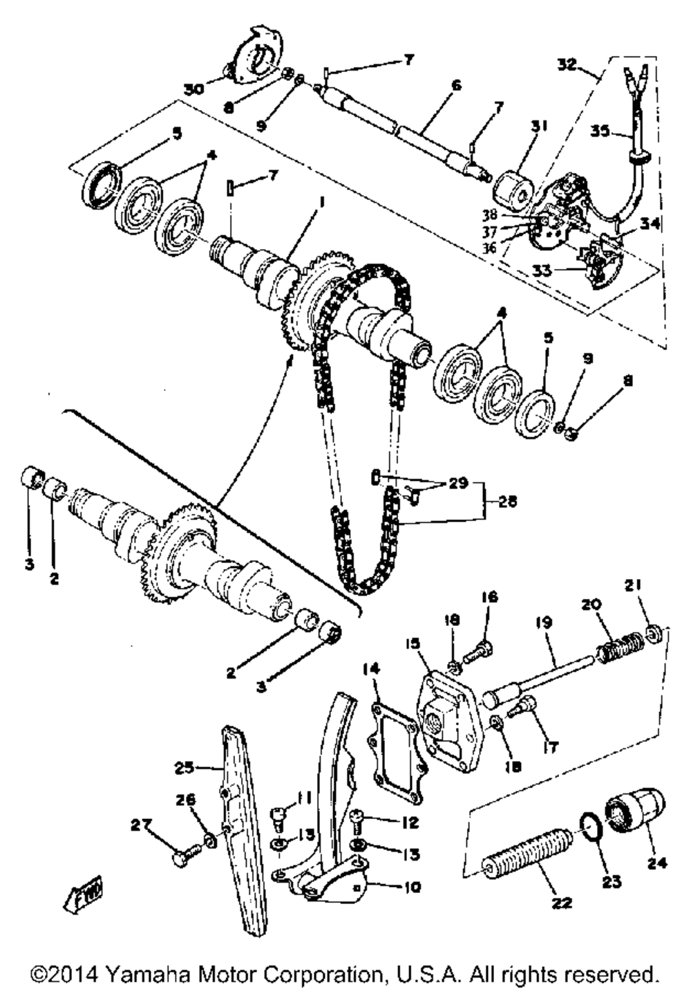 Camshaft chain tensioner xs650c