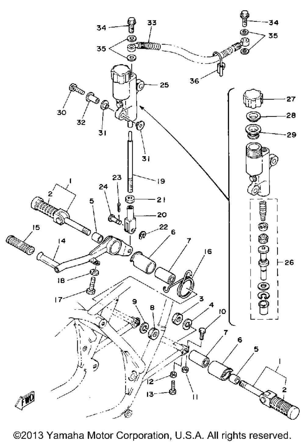 Rear master cylinder