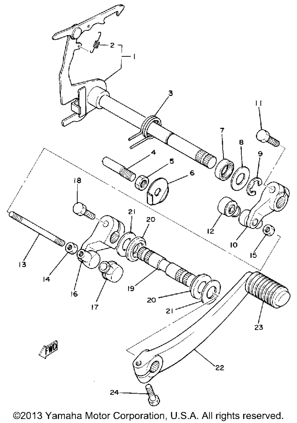 Shift shaft - pedal