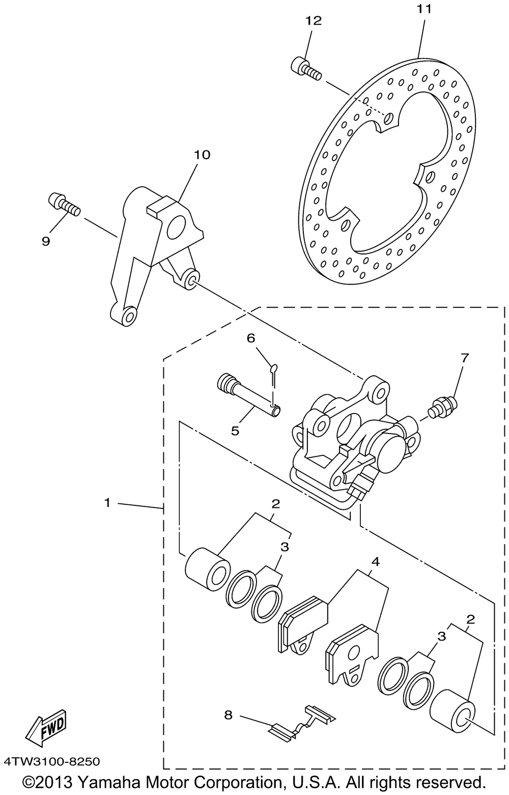 Rear brake caliper