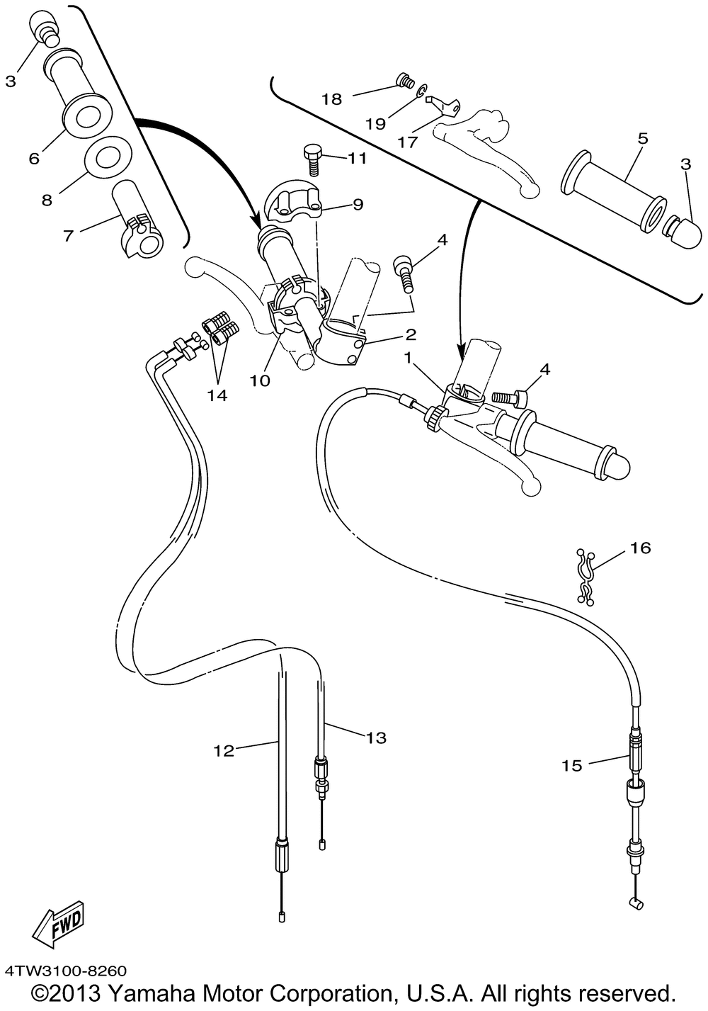 Steering handle cable