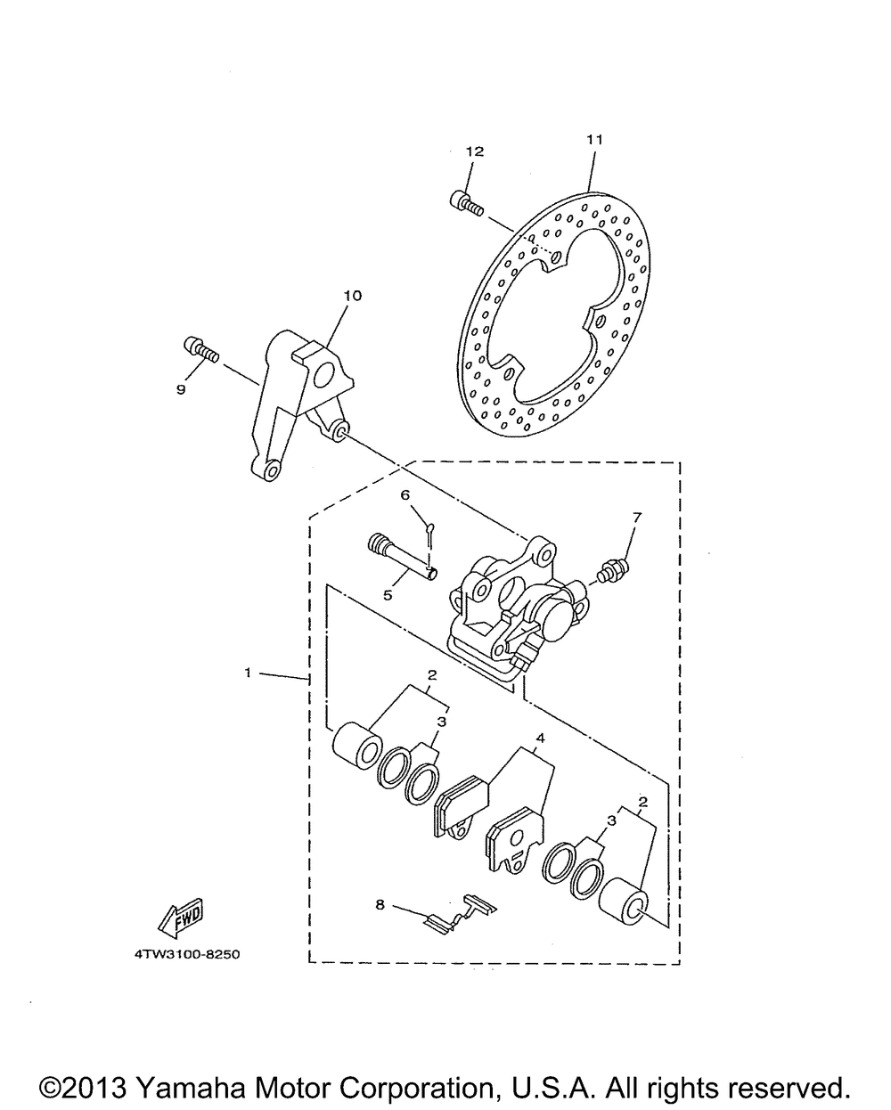 Rear brake caliper