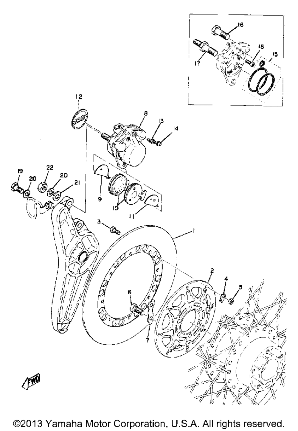 Rear disc brake-caliper