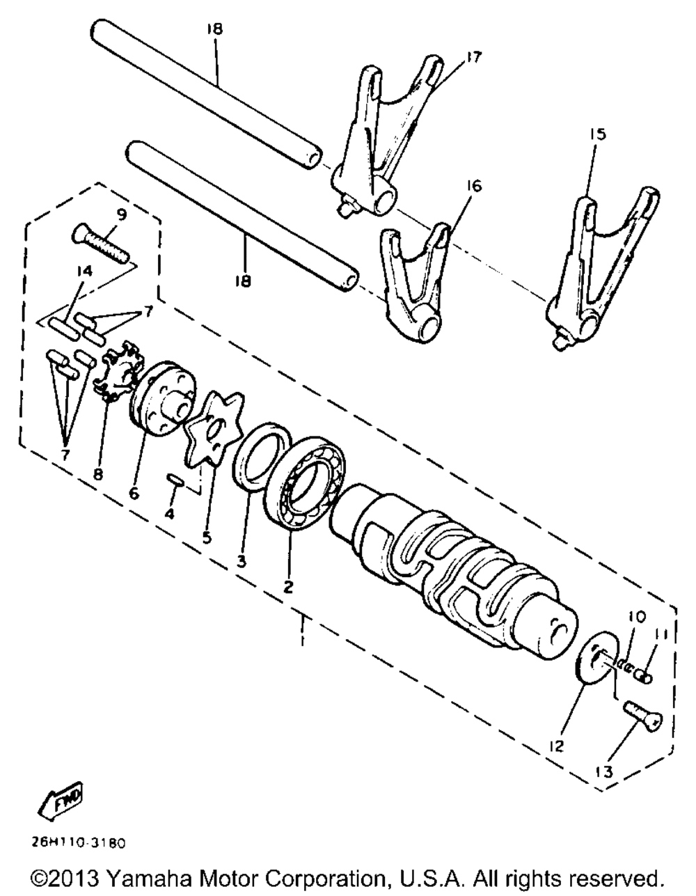 Shift cam fork