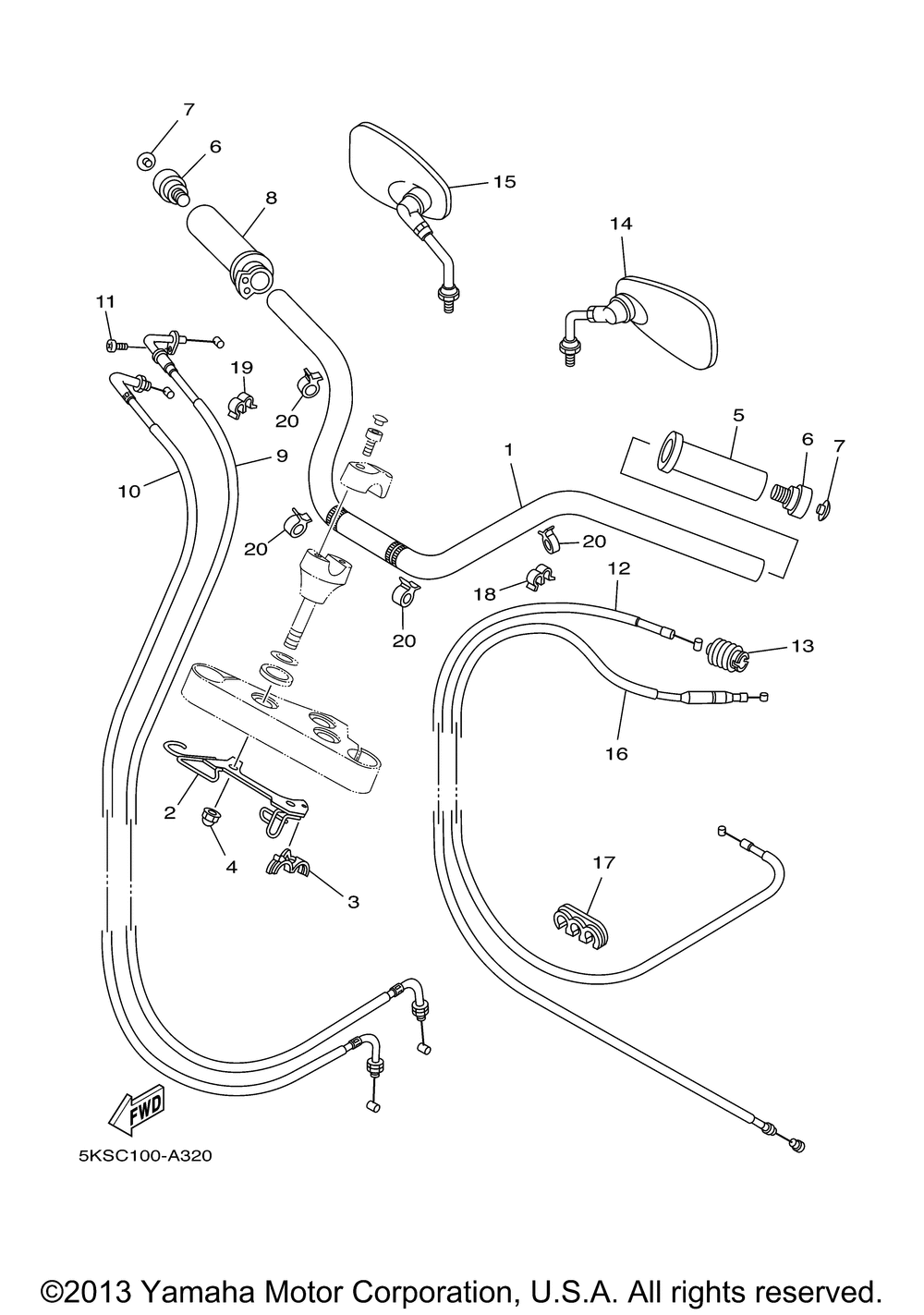 Steering handle cable