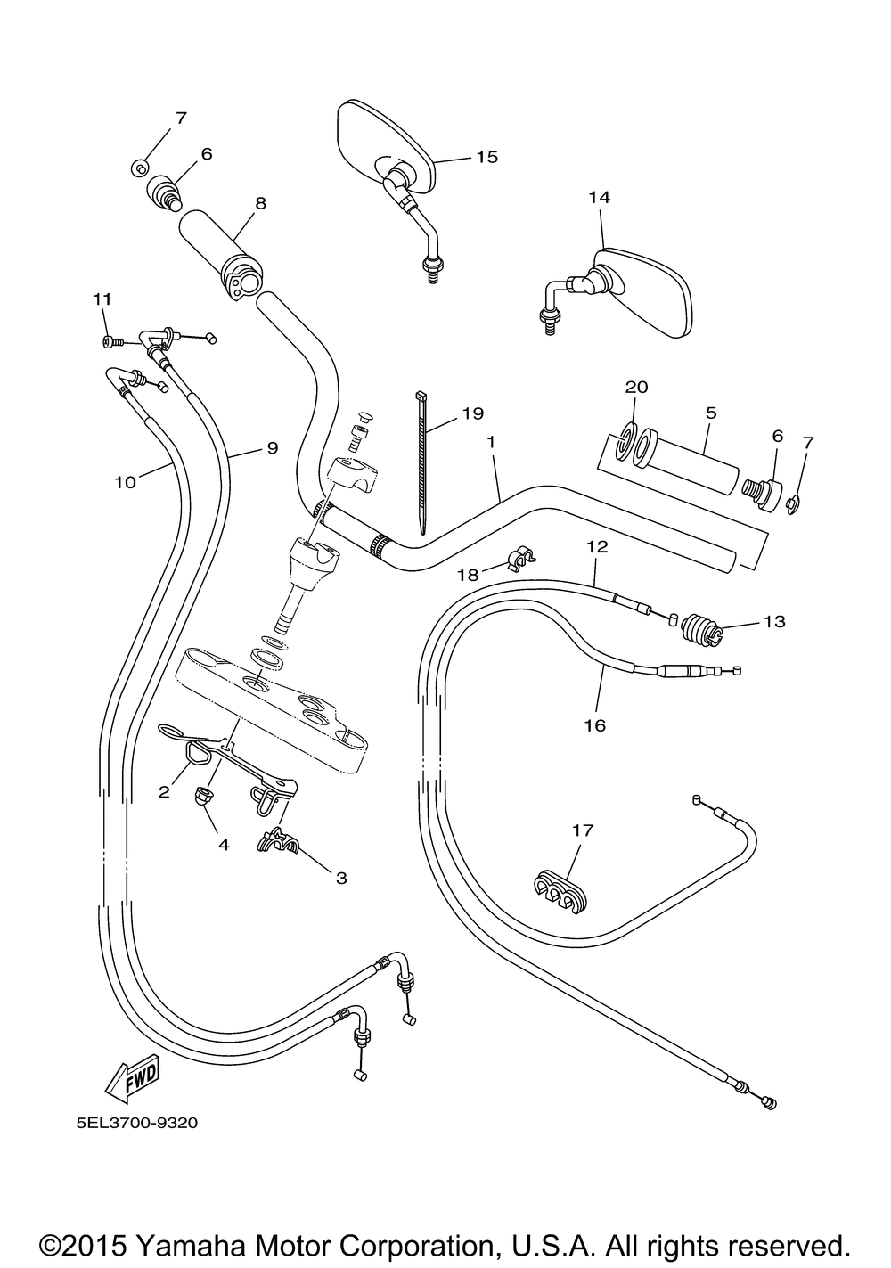 Steering handle cable