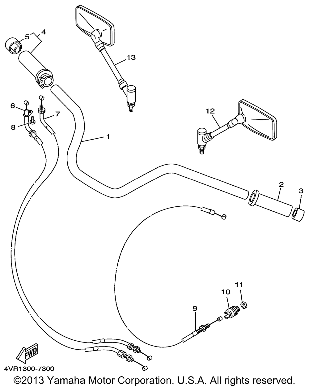 Steering handle cable