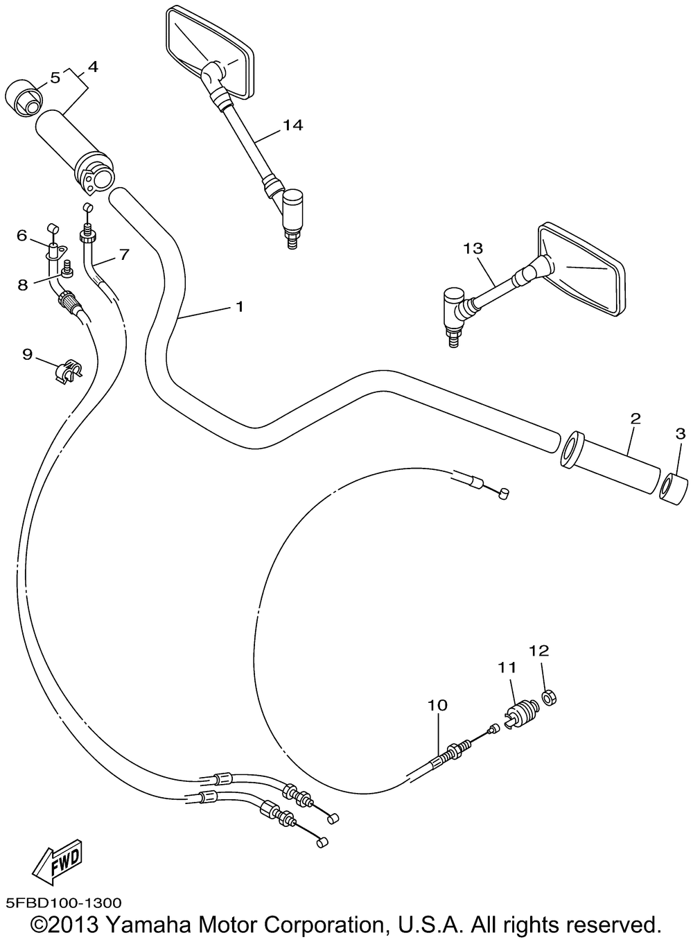 Steering handle cable