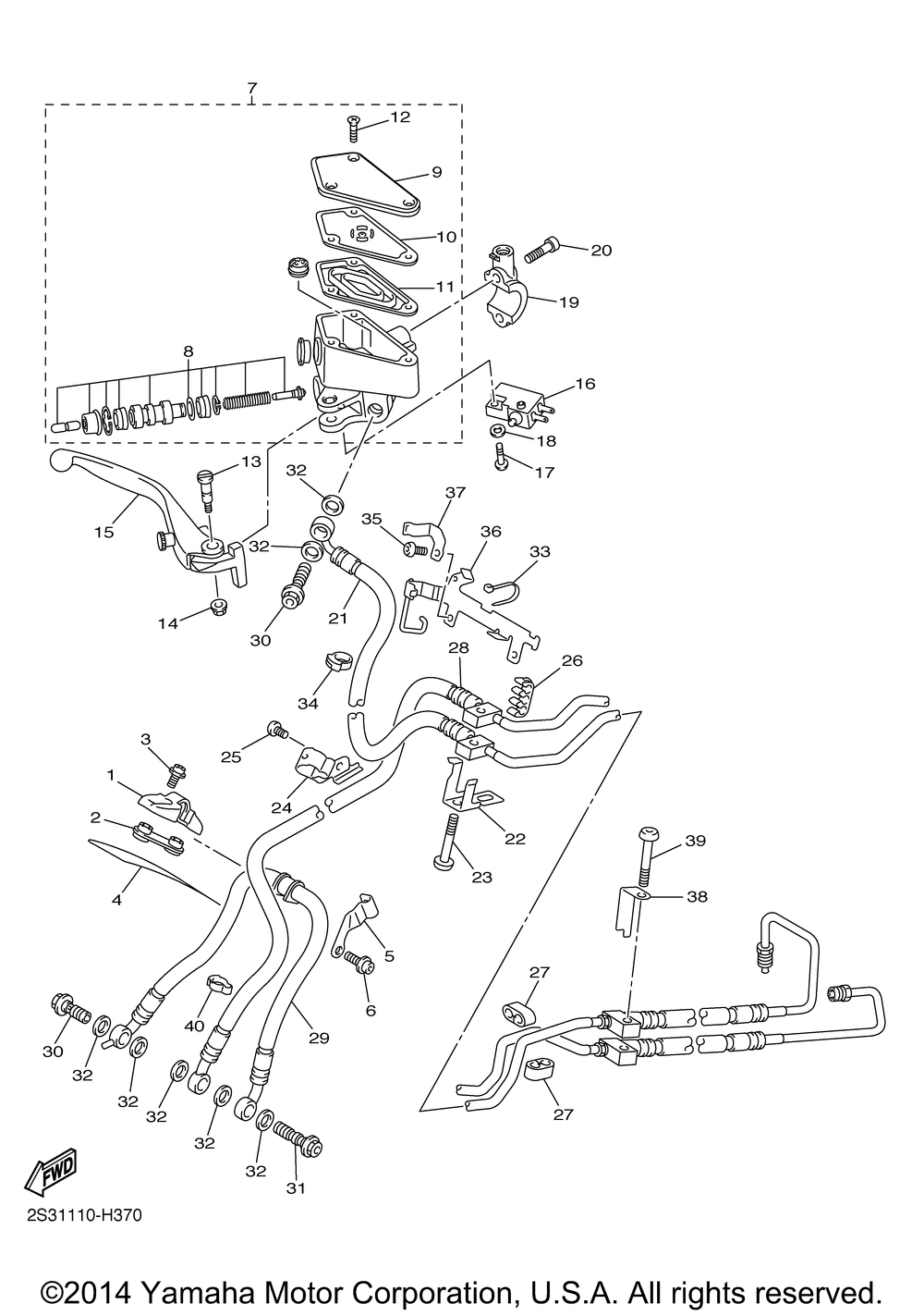 Front brake master cylinder