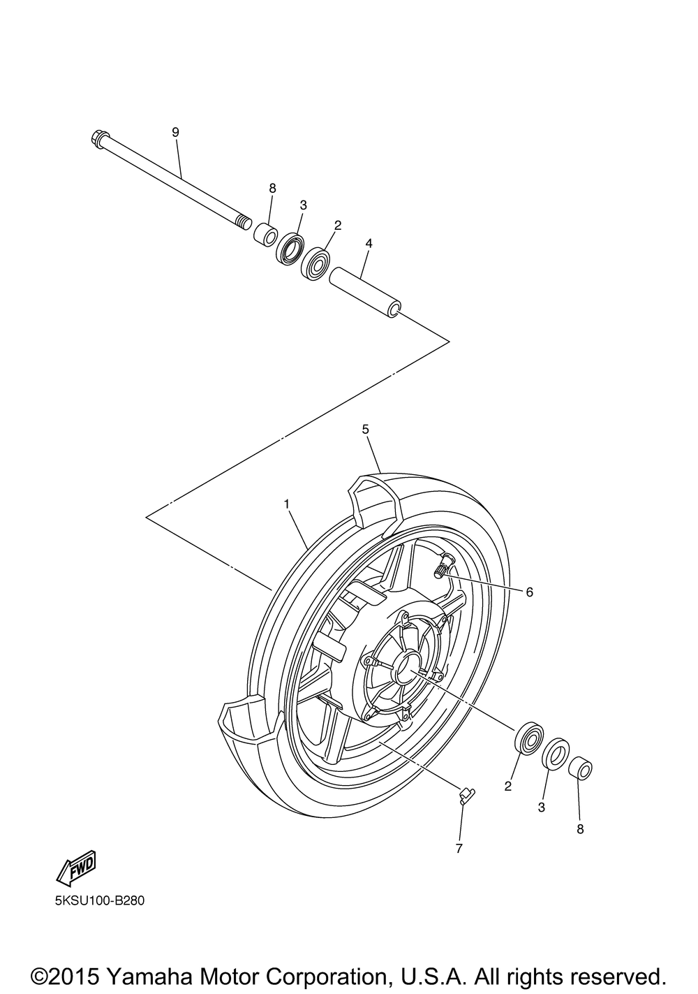 Front wheel for cast wheel