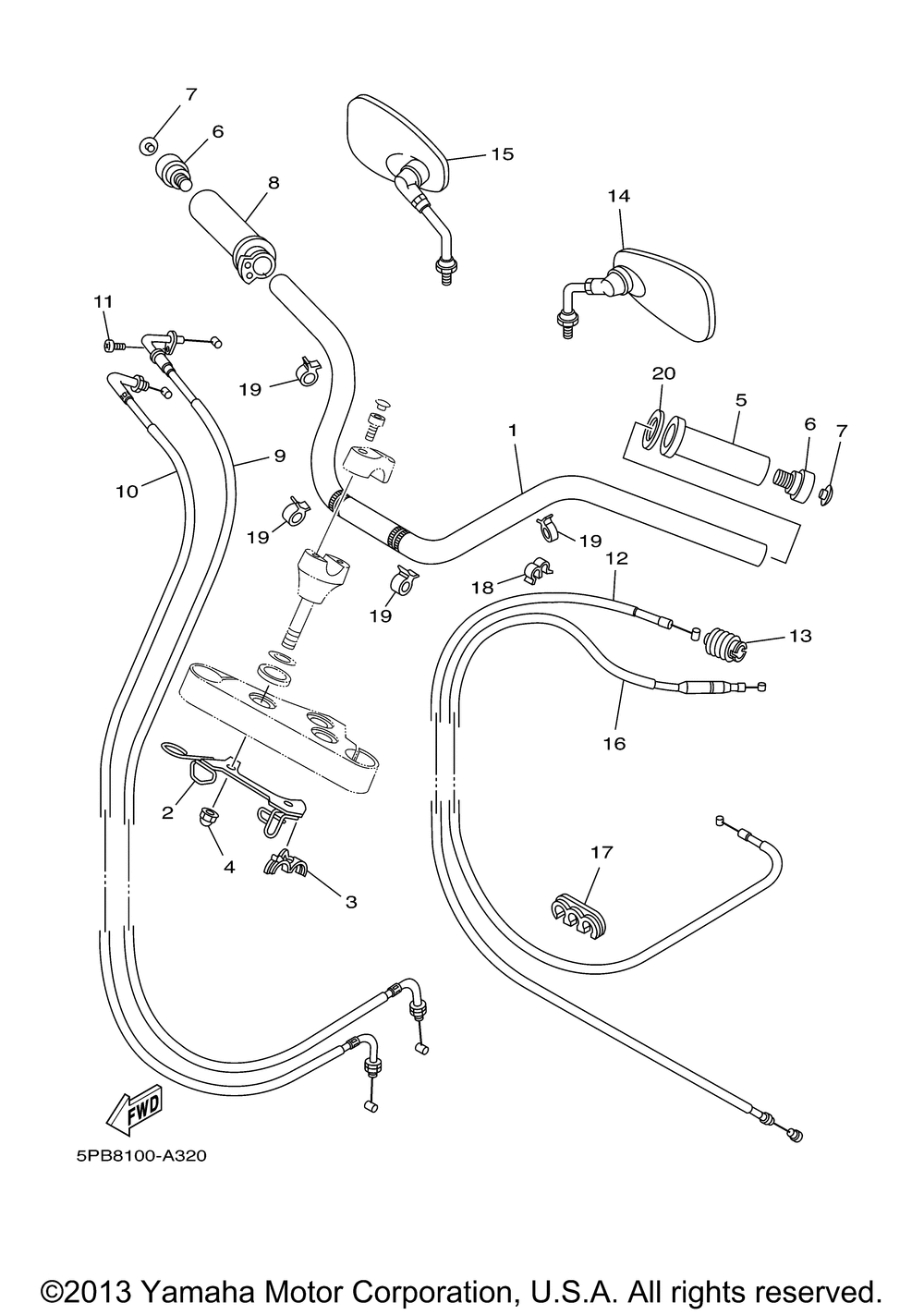 Steering handle cable