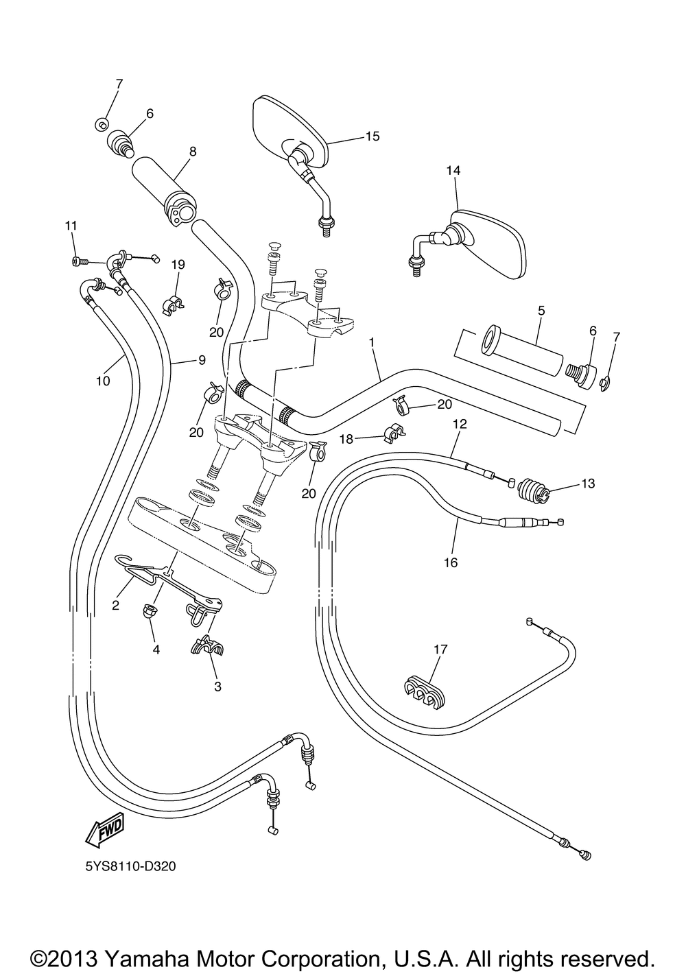 Steering handle cable