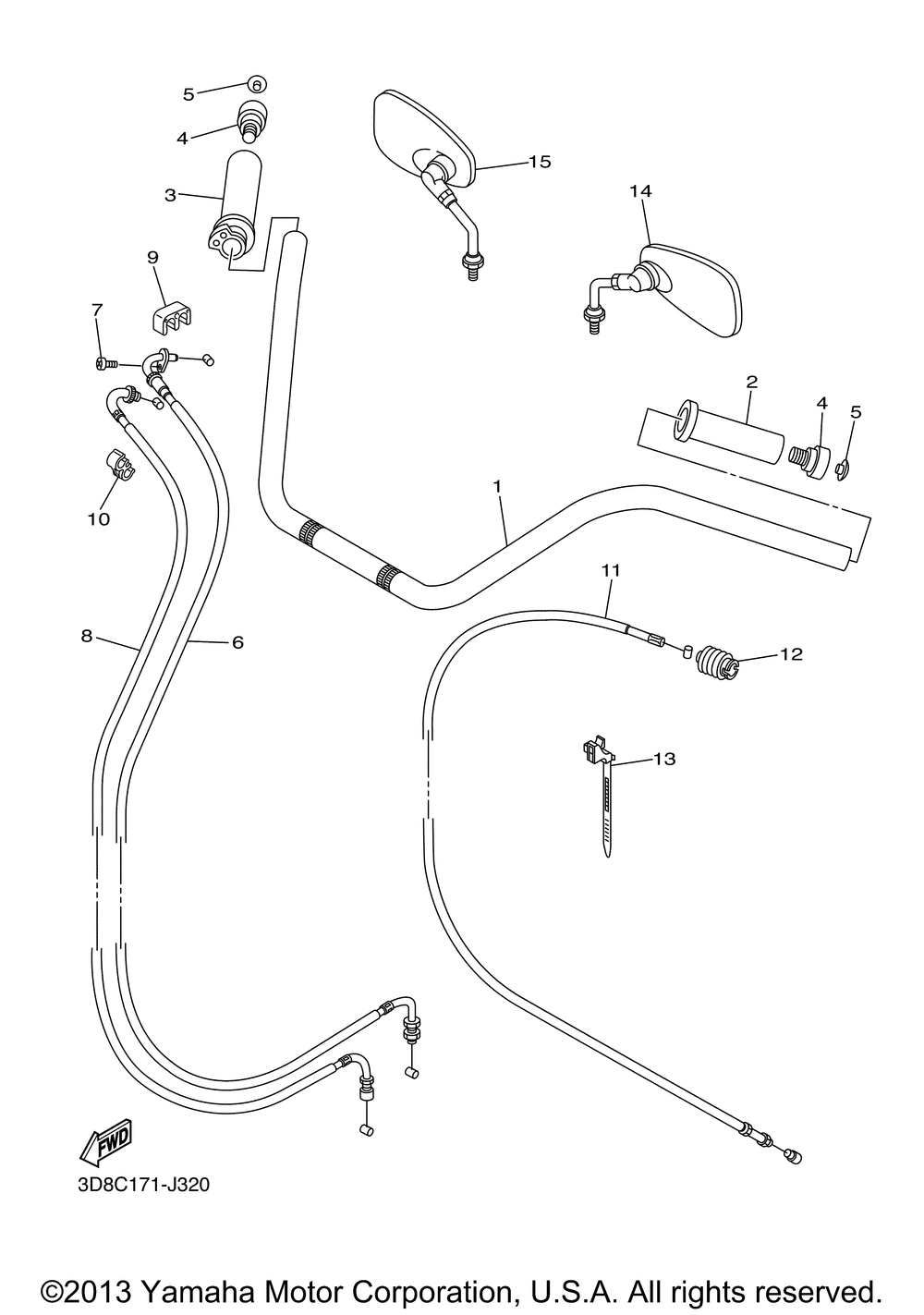 Steering handle cable