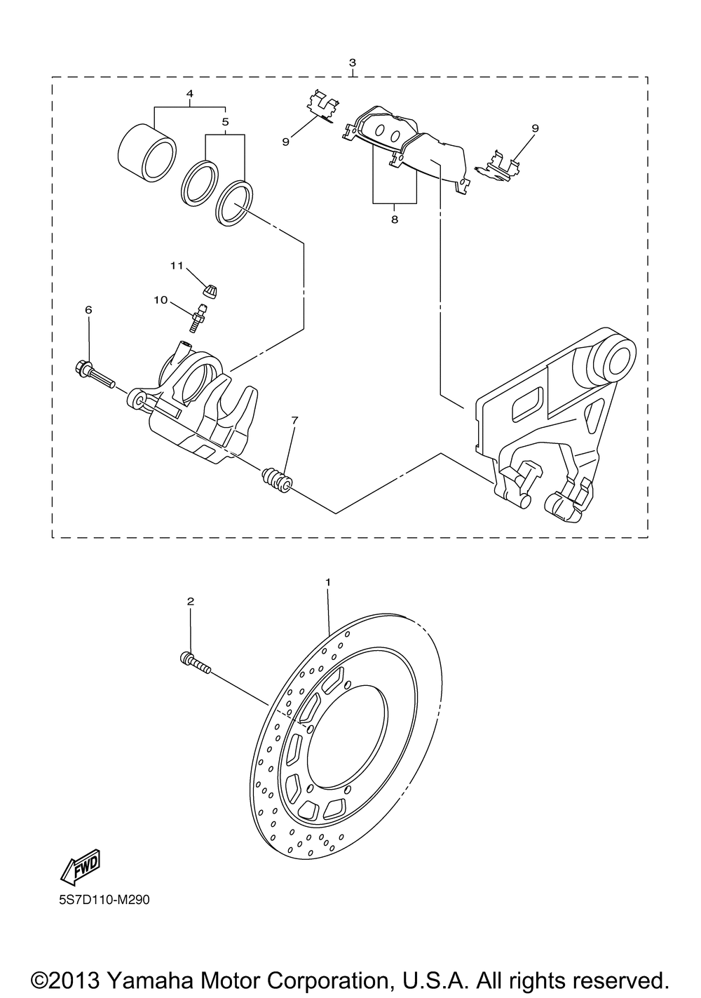 Rear brake caliper