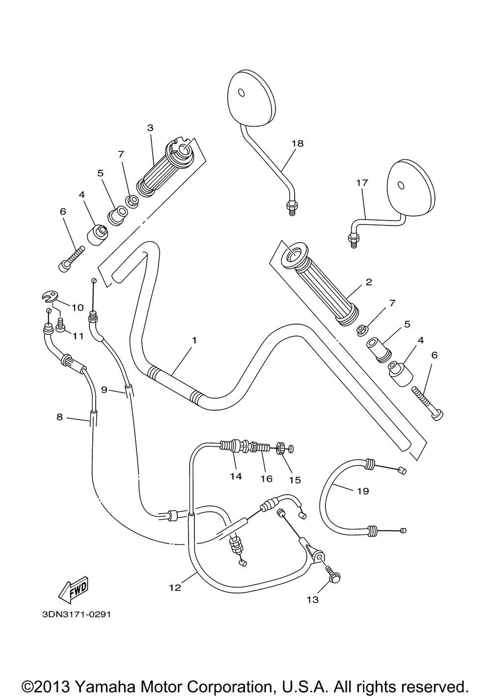 Steering handle cable