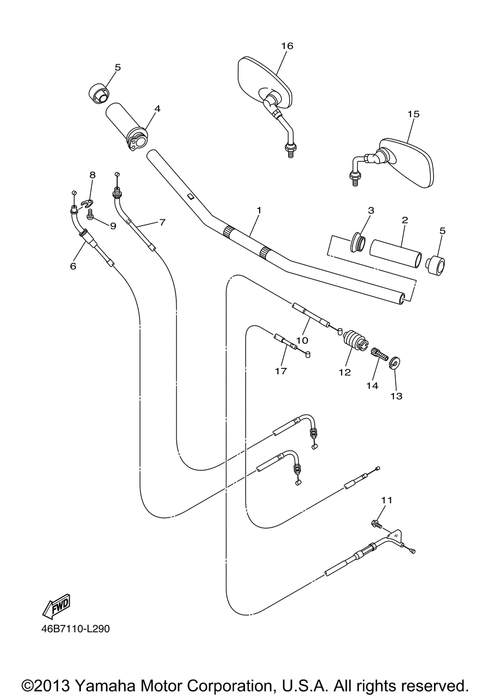 Steering handle cable