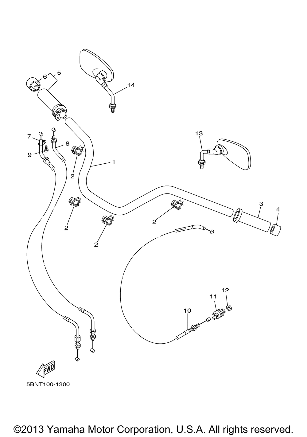 Steering handle cable