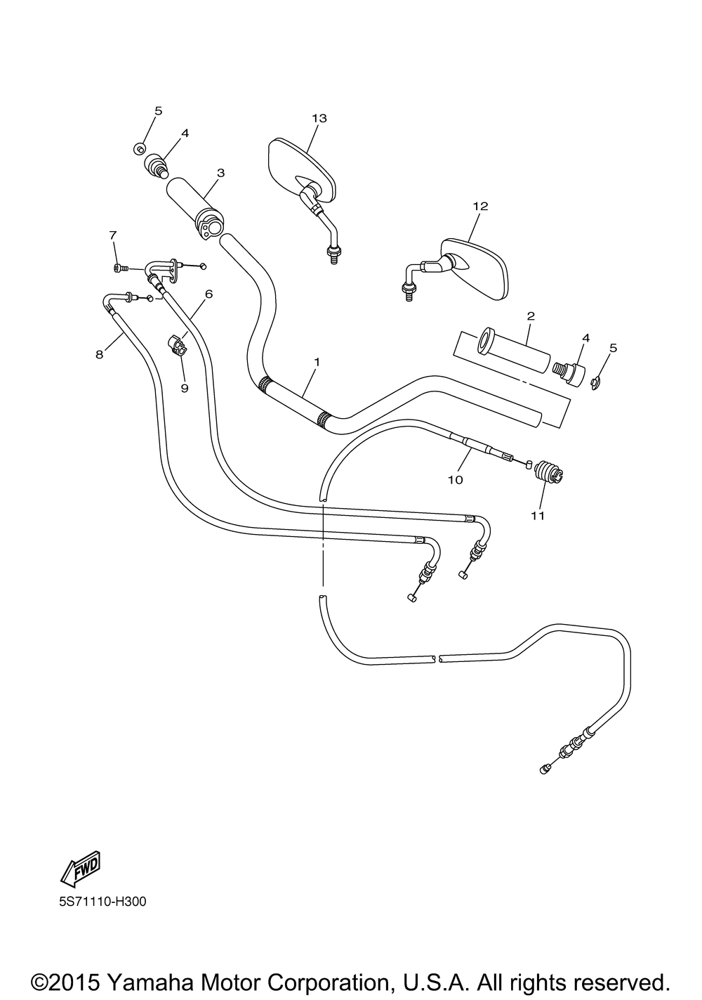 Steering handle cable