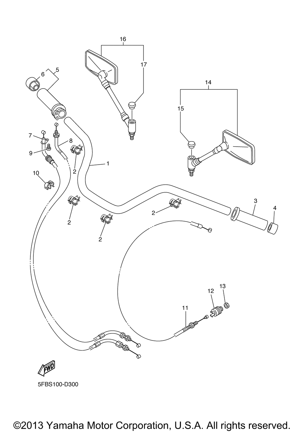 Steering handle cable