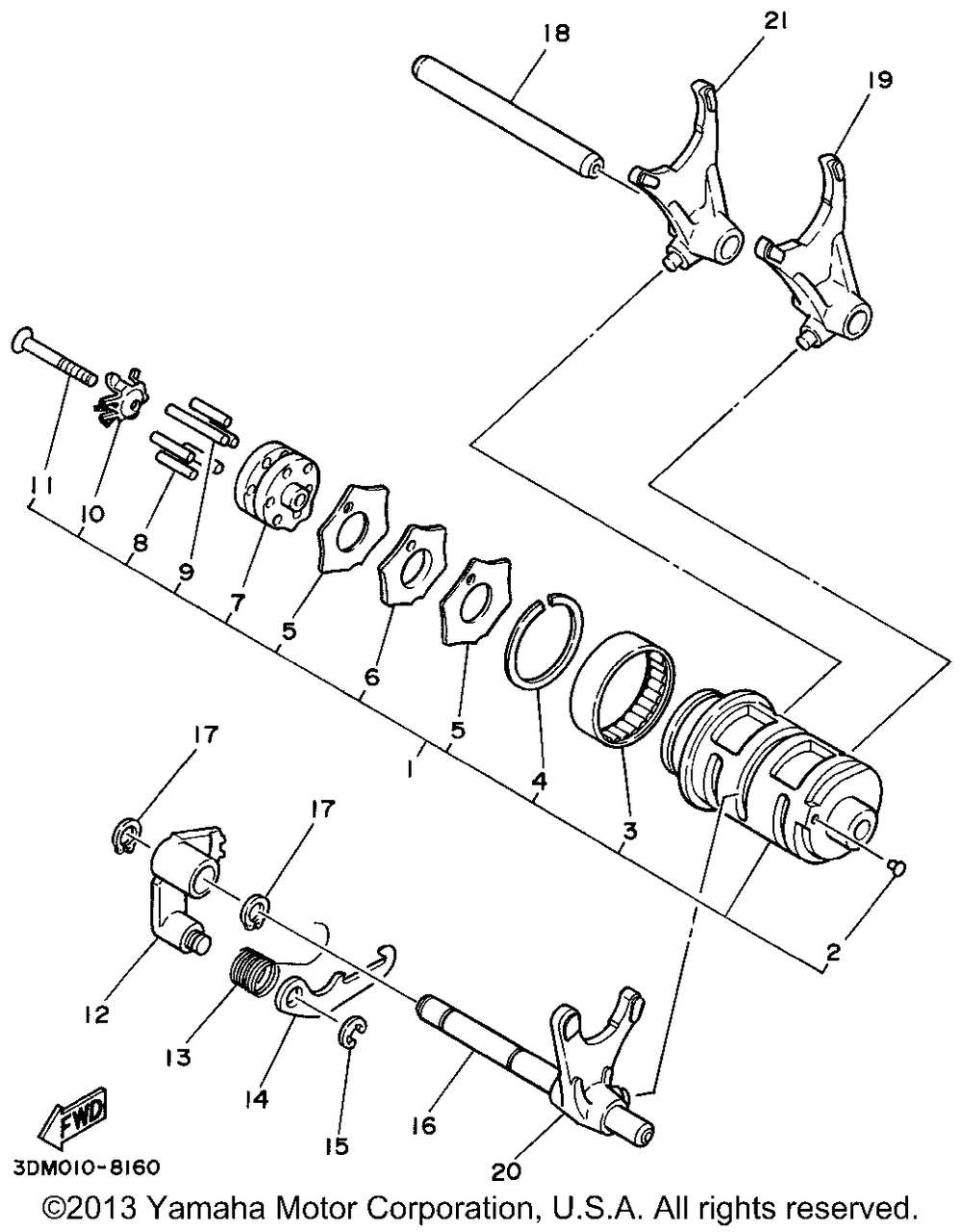 Shift cam shift fork