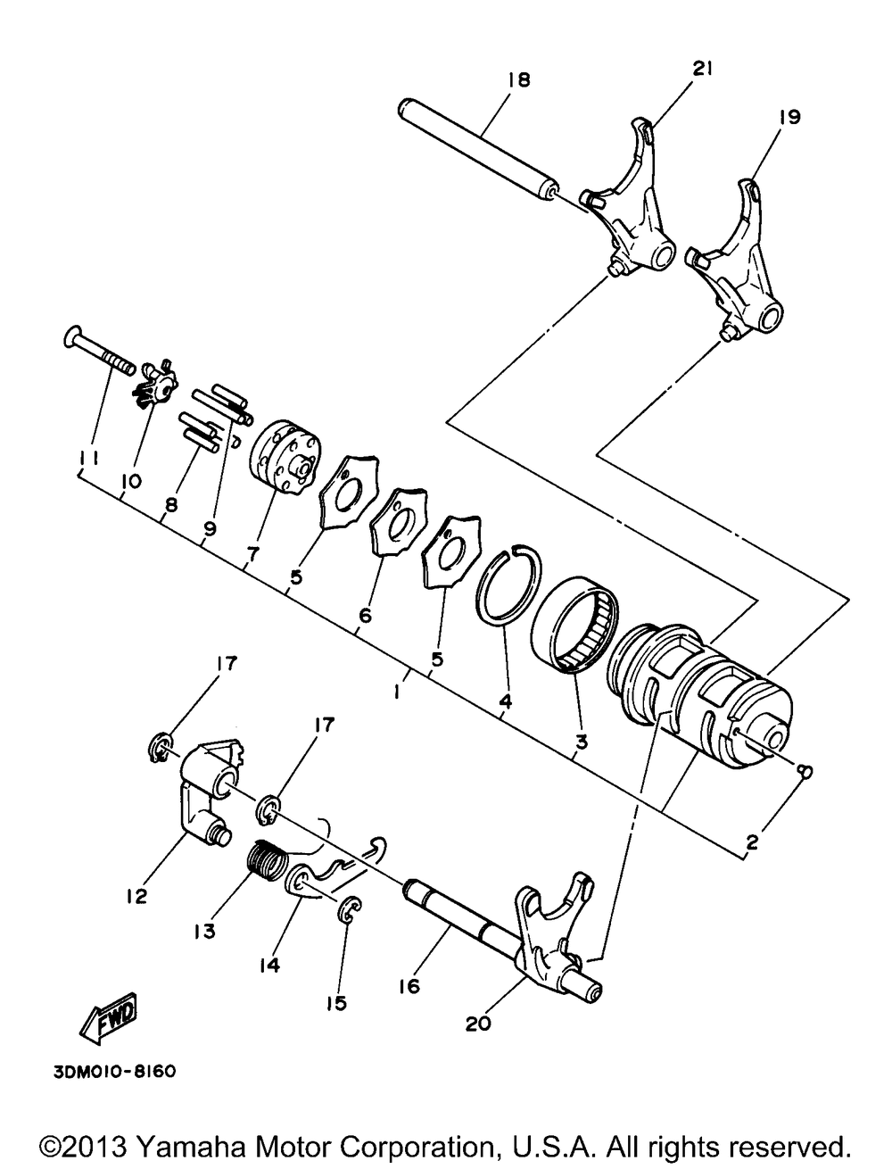 Shift cam fork