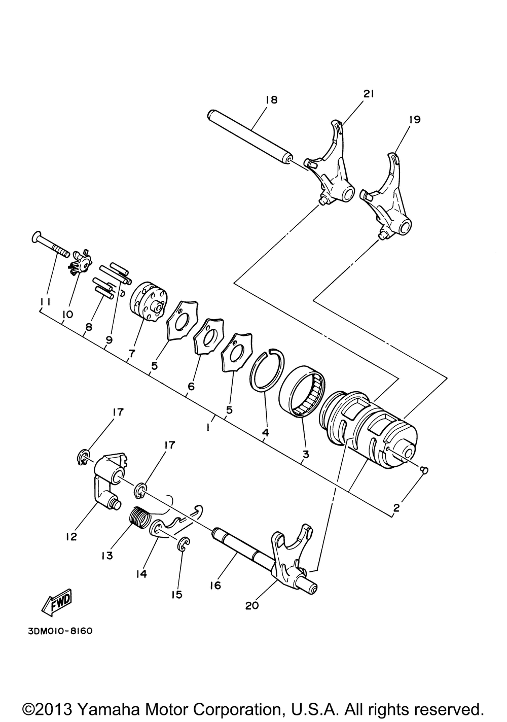 Shift cam fork