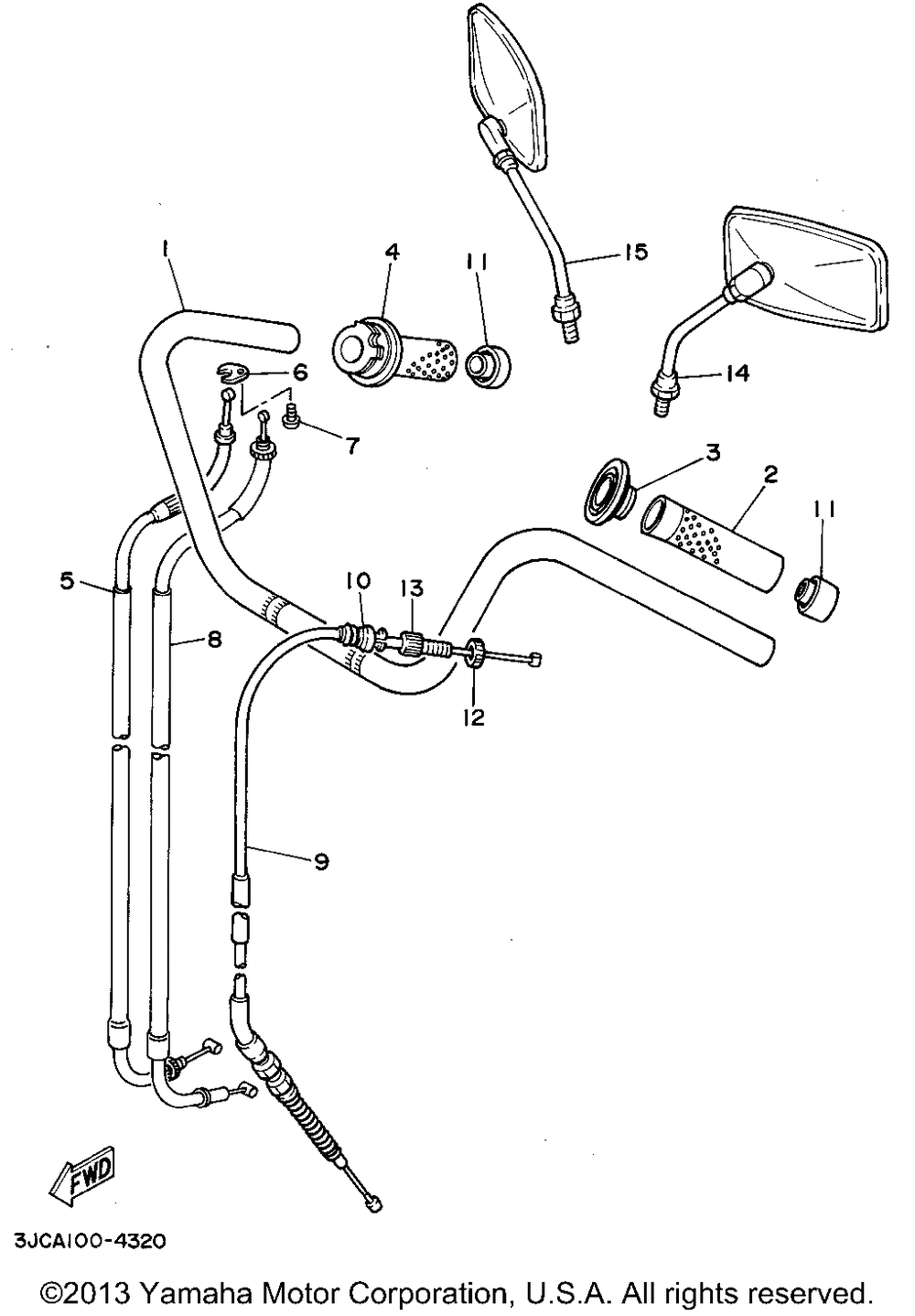 Steering handle cable