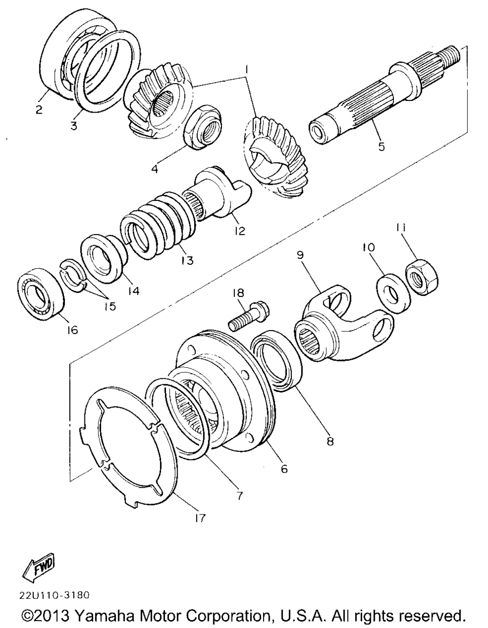 Middle drive gear