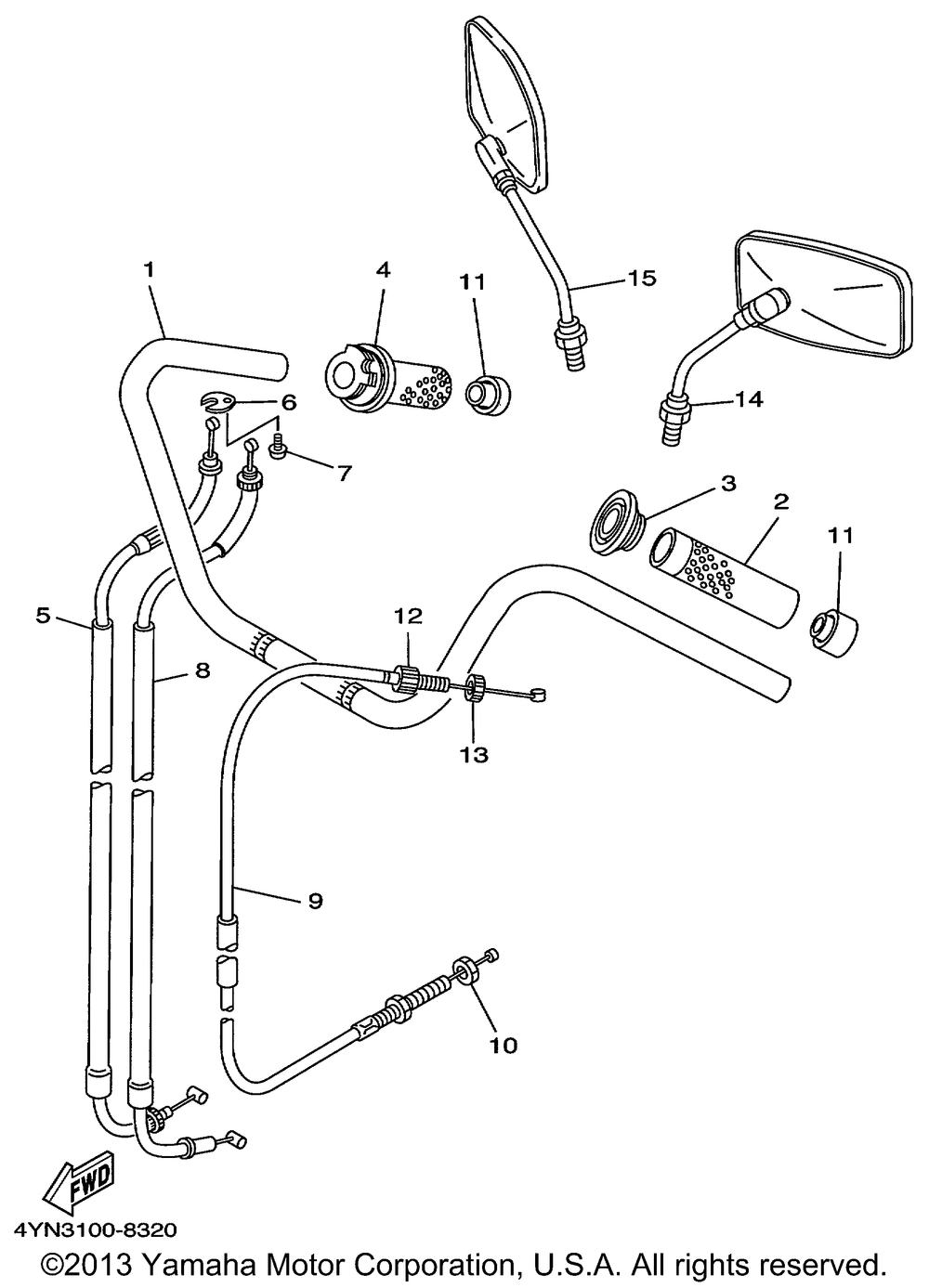 Steering handle cable