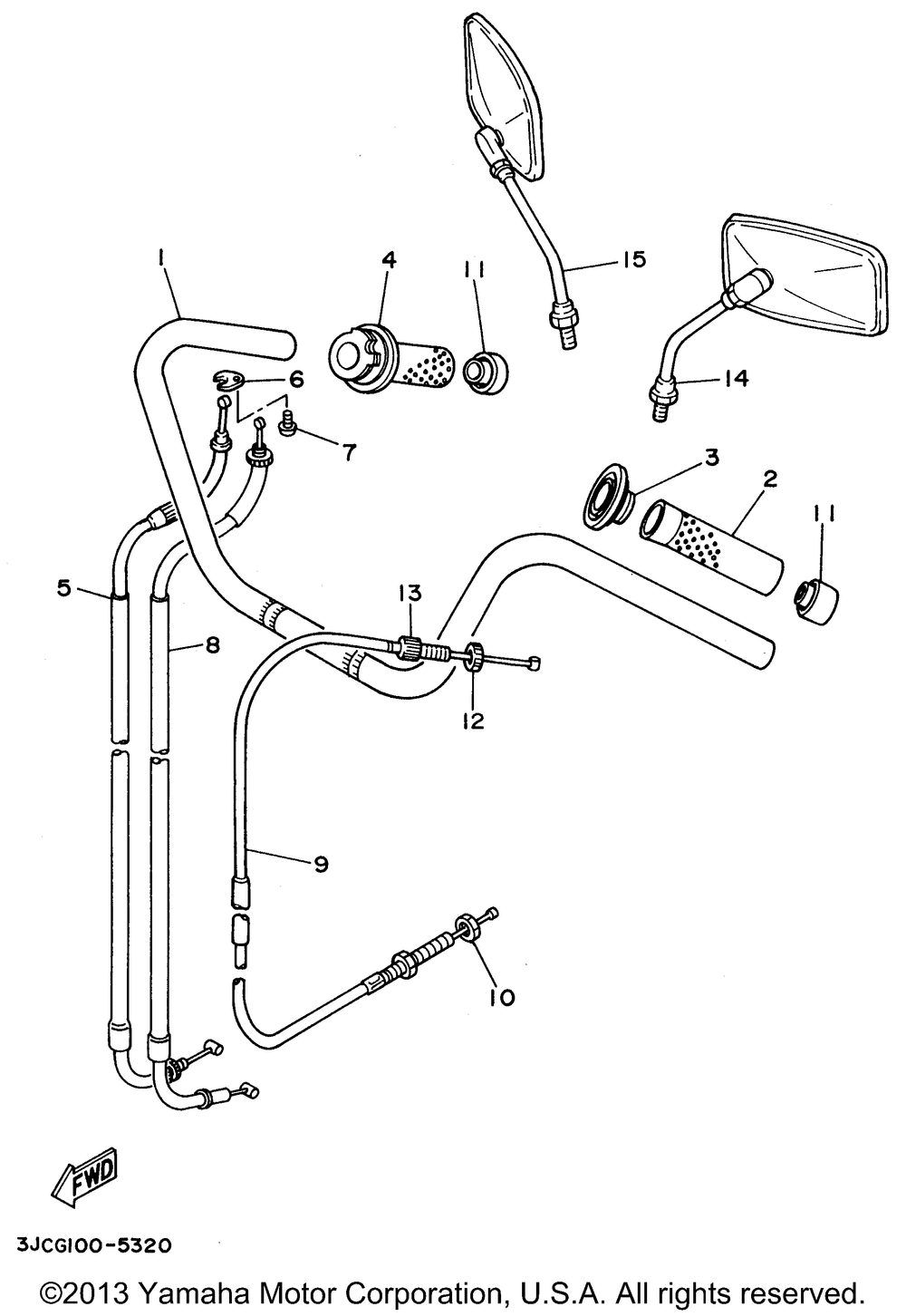 Steering handle cable