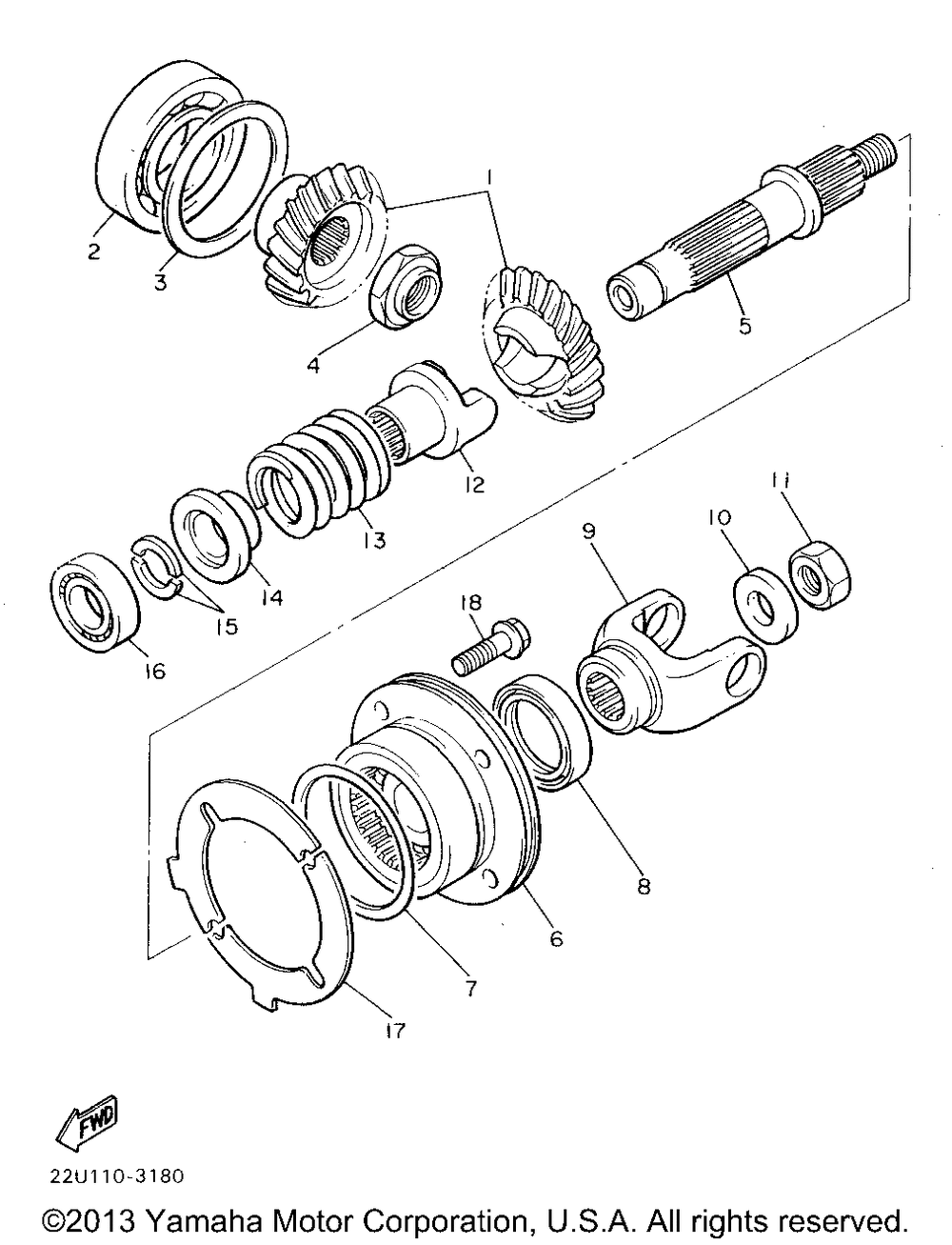 Middle drive gear