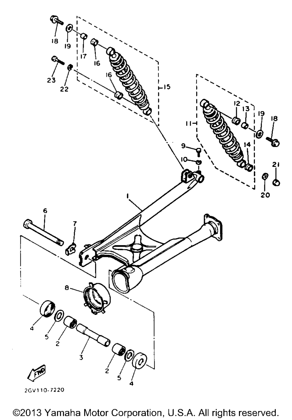 Swing arm rear shocks