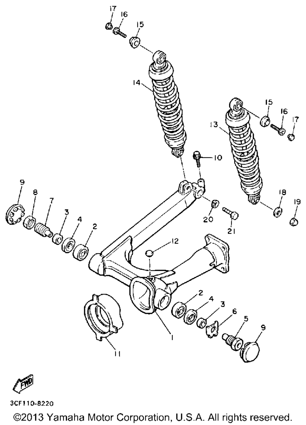 Swing arm rear shocks