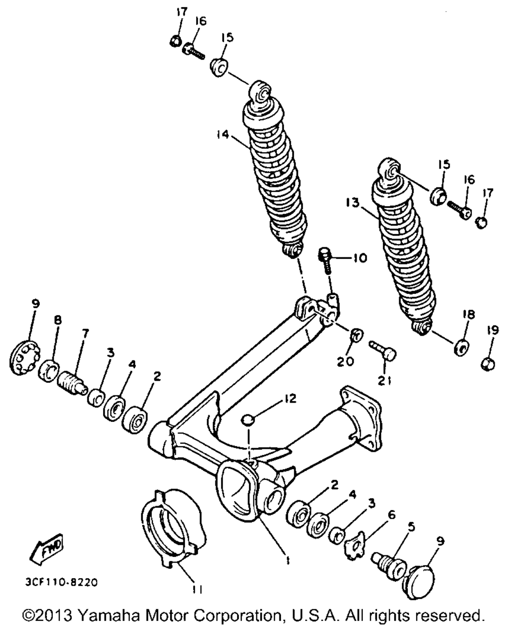 Swing arm rear shocks