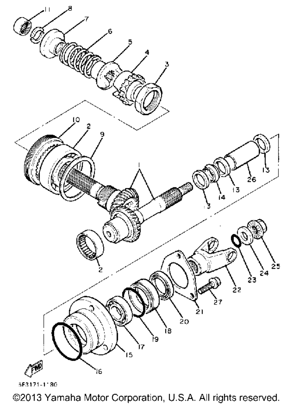 Middle drive gear