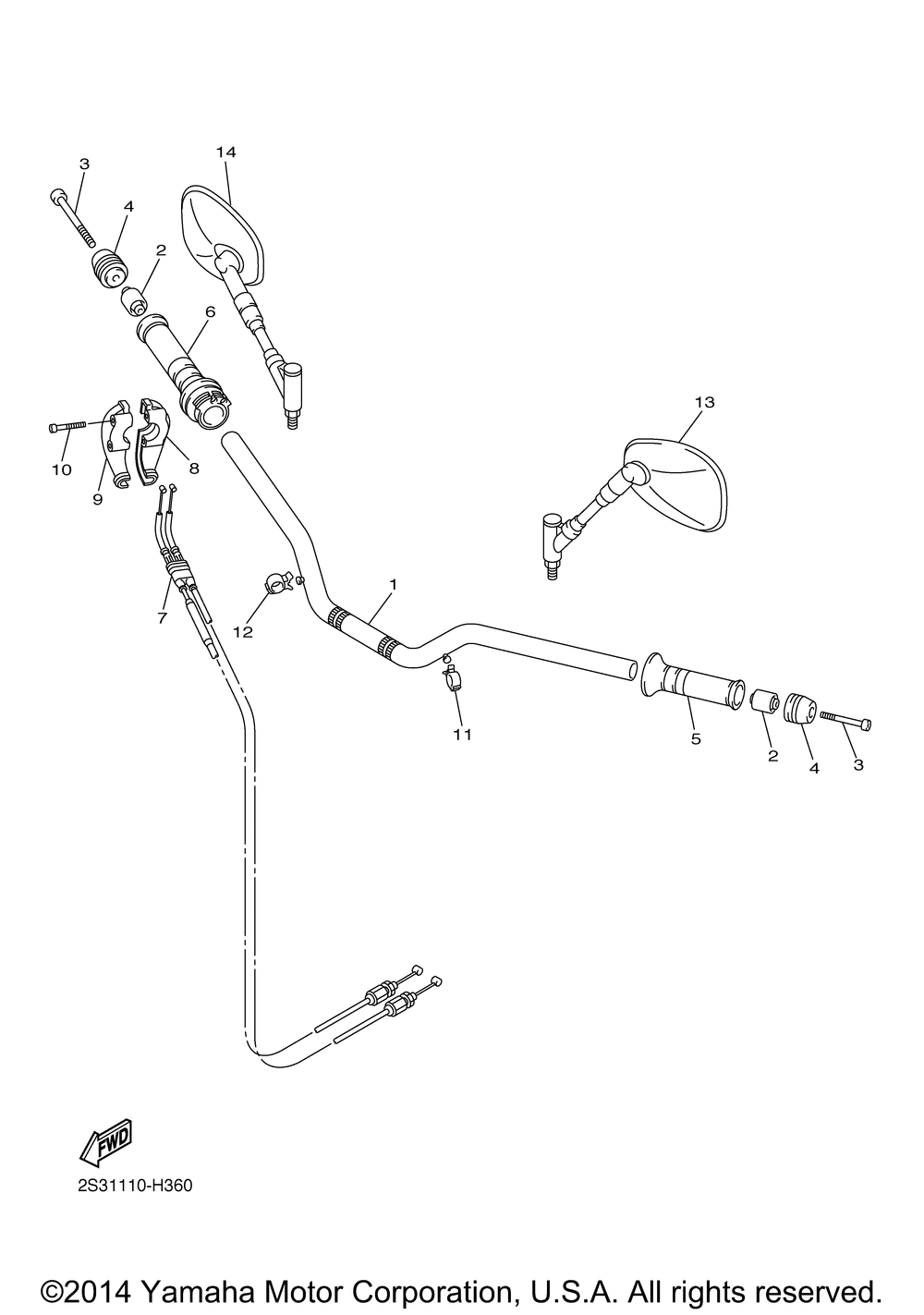 Steering handle cable