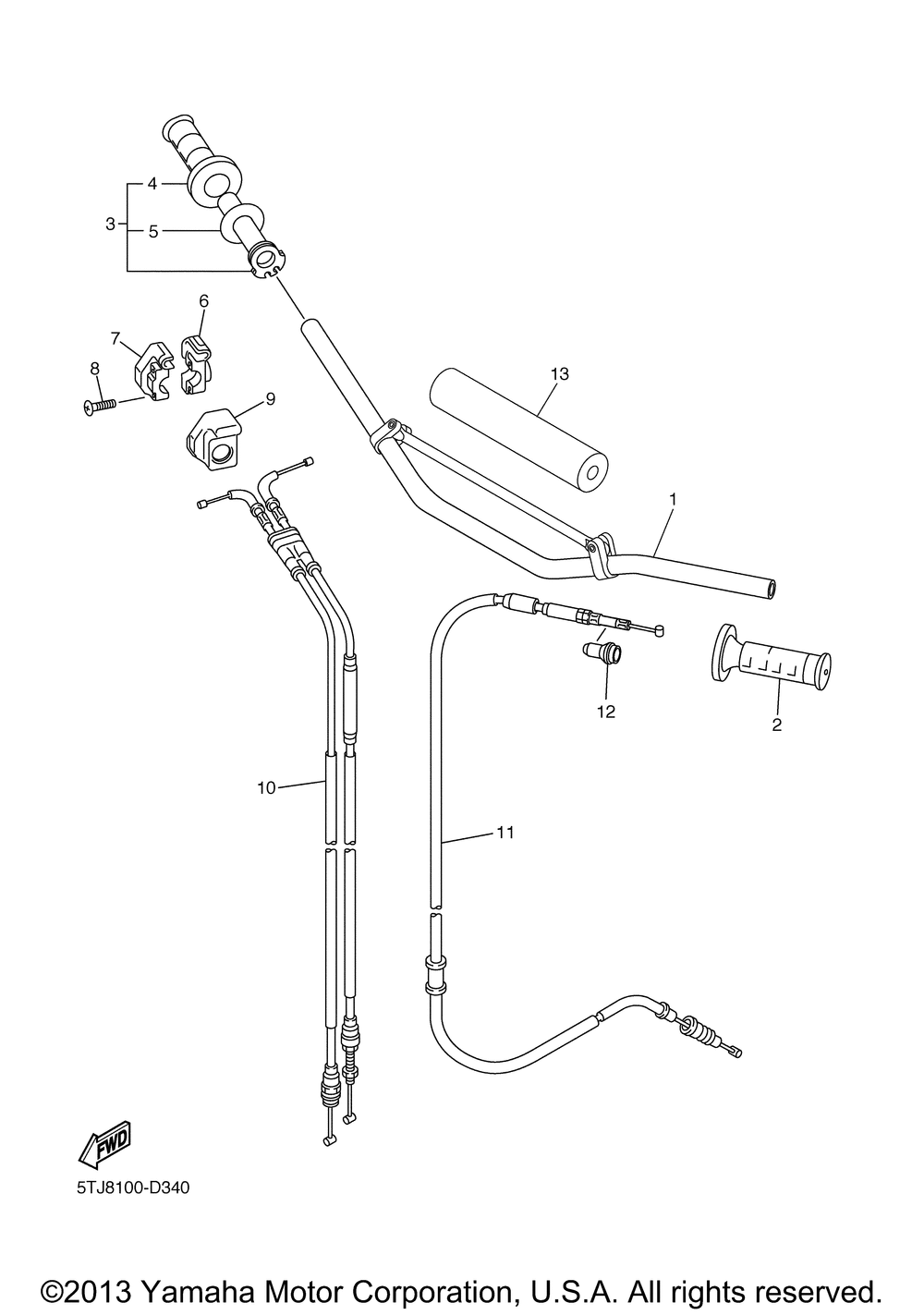 Steering handle cable